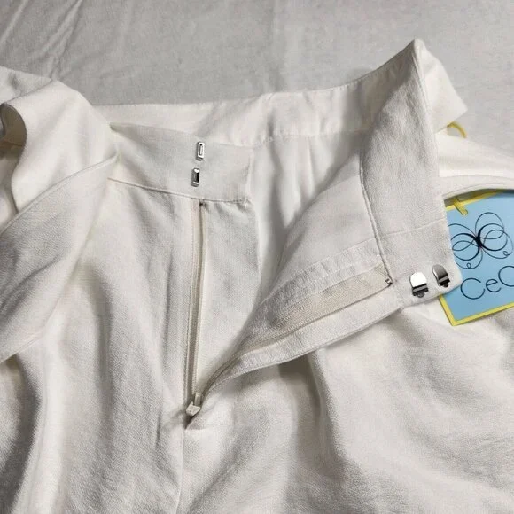 CeCe Women's Shorts Size 10  Paperbag Tie-Front White Casual  Shorts (21) - Picture 9 of 10